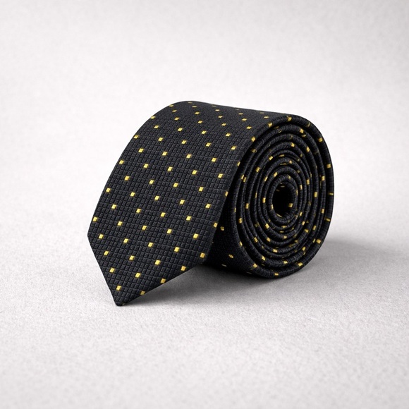 Gucci Other - Gucci Silk Tie Gray Yellow Micro Dot Pattern Designer Luxury Necktie